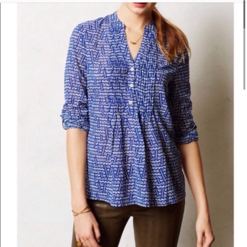 Anthro Chevron Blue Top